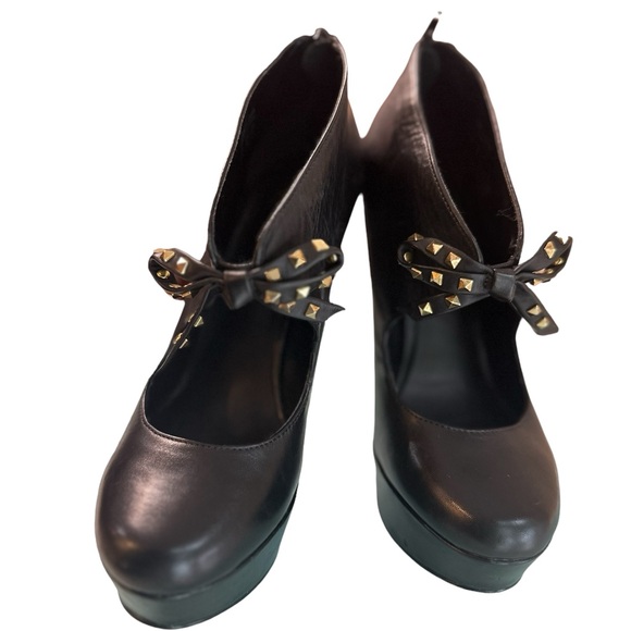 Truth or Dare by Madonna Black Leather zip-up high heel Shoes Size 7.5 - Picture 2 of 16